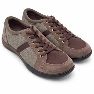 Grasshoppers Ortholite Lace Up Casual Sneakers Shoes Brown Tweed Suede Womens 8W